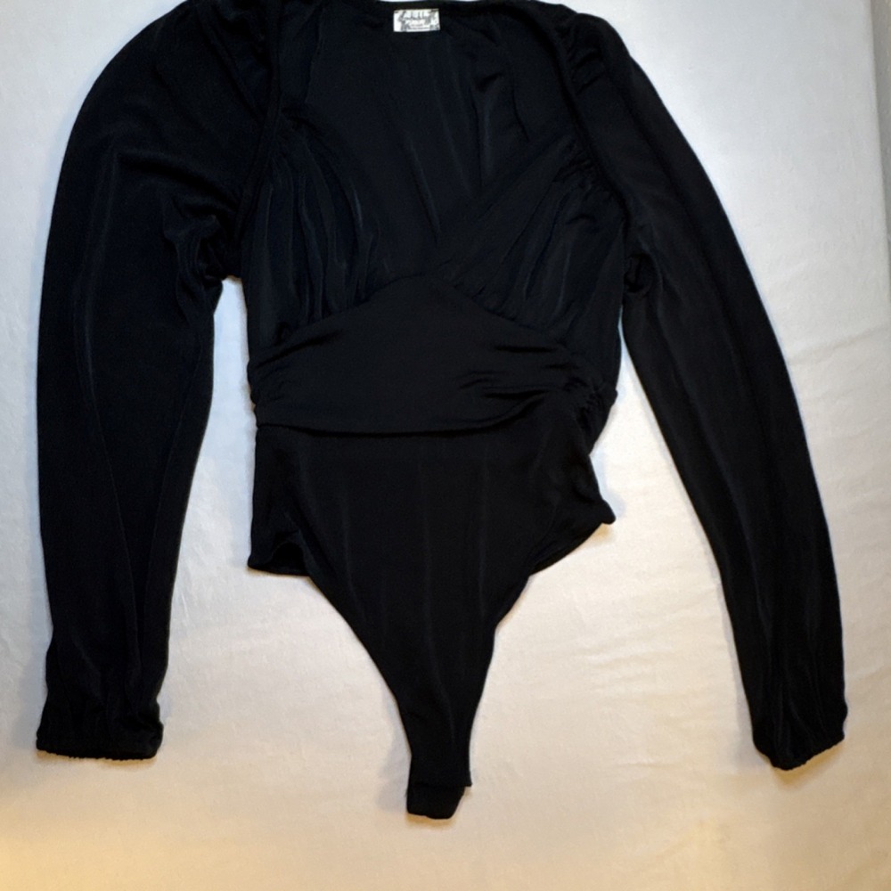 Intimately By Free People Black Long Sleeve Bodysuit Size M